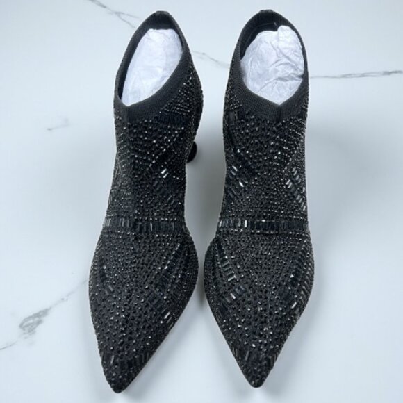Thalia Sodi Karmen Black Rhinestone Covered Fly-Knit Women's Booties Size 10M - Picture 7 of 11
